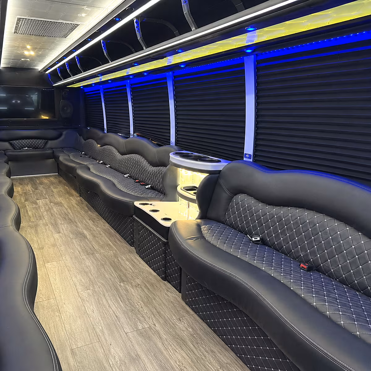 Fargo Sporting Event Transportation party bus interior