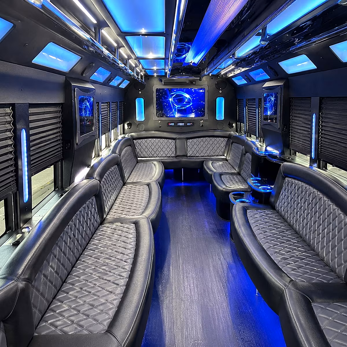 Fargo Sporting Event Transportation party bus interior