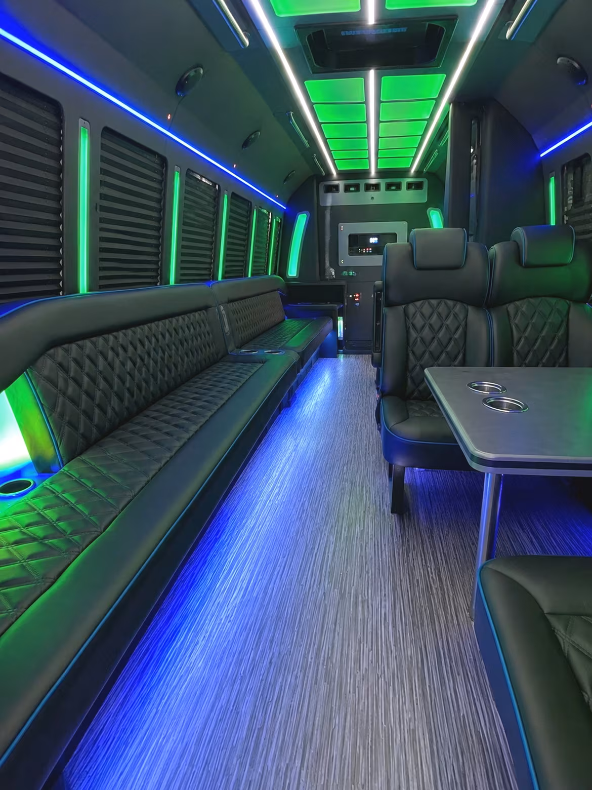 Fargo Wedding Transportation party bus interior