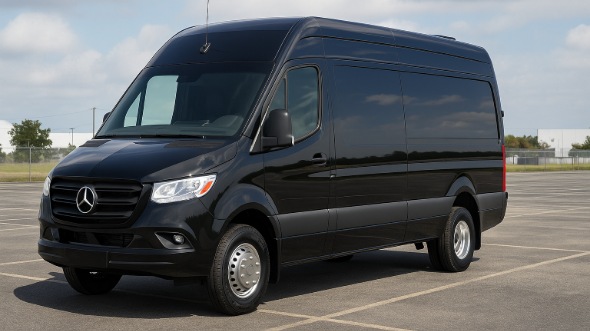 Exterior of Charter Bus Company Duluth's 14 Passenger Sprinter Limousine in Duluth