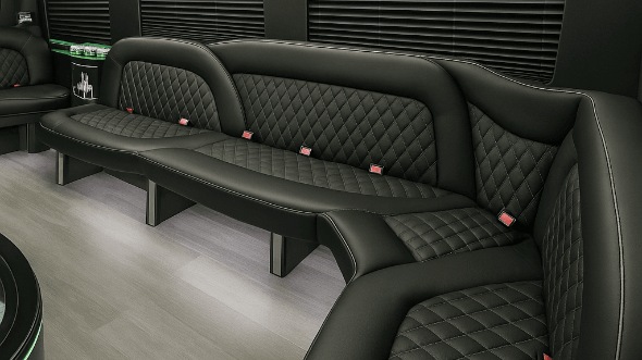 Interior of Charter Bus Company Rochester's 14 Passenger Sprinter Limousine in Rochester