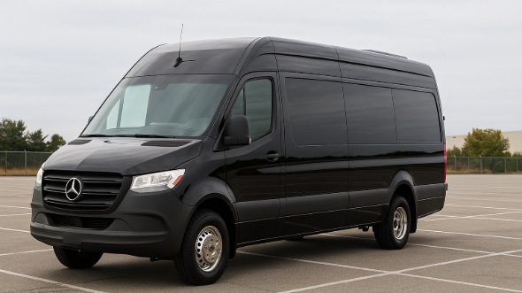 Exterior of Charter Bus Company Rochester's 14 Passenger Sprinter Limousine in Rochester