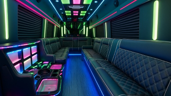 Interior of Fargo Party Bus Company's 20 Passenger Party Bus in Fargo