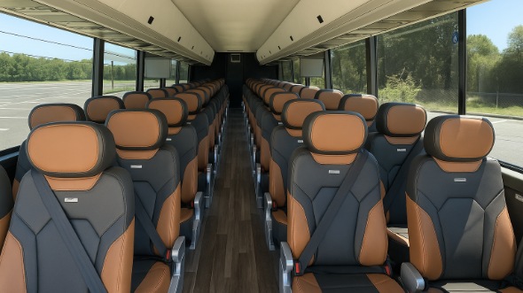 Interior of Charter Bus Company Fargo's 44 Passenger Charter Bus in Fargo