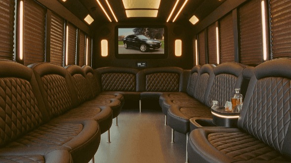 Interior of Fargo Party Bus Company's 50 Passenger Party Bus in Fargo