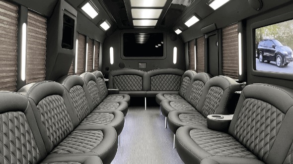 Interior of Charter Bus Company Rochester's 50 Passenger Party Bus in Rochester