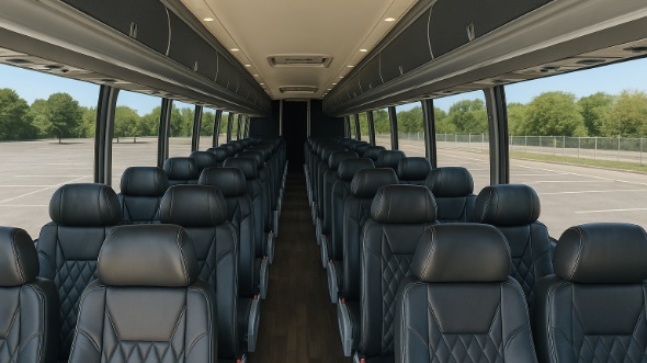 Interior of Charter Bus Company Fargo's 55 Passenger Charter Bus in Fargo